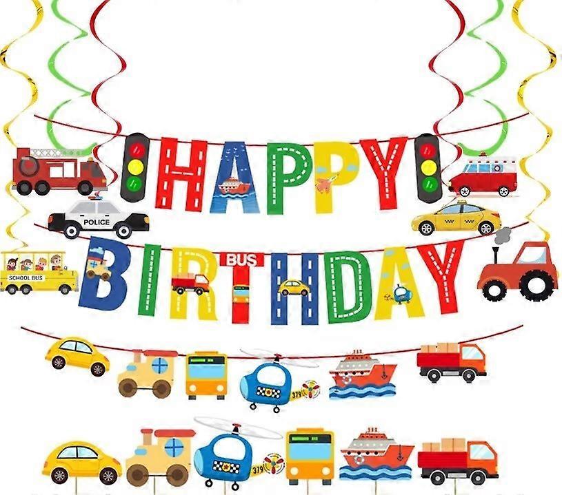 Transportation Happy Birthday Banner