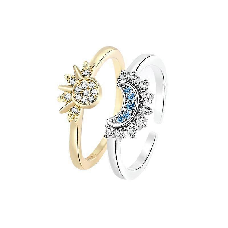 Celestial Sun and Moon Ring Set - Share celestial beauty with a loved one in style Women's Sun and Moon Rings exude elegance - best friend rings and m