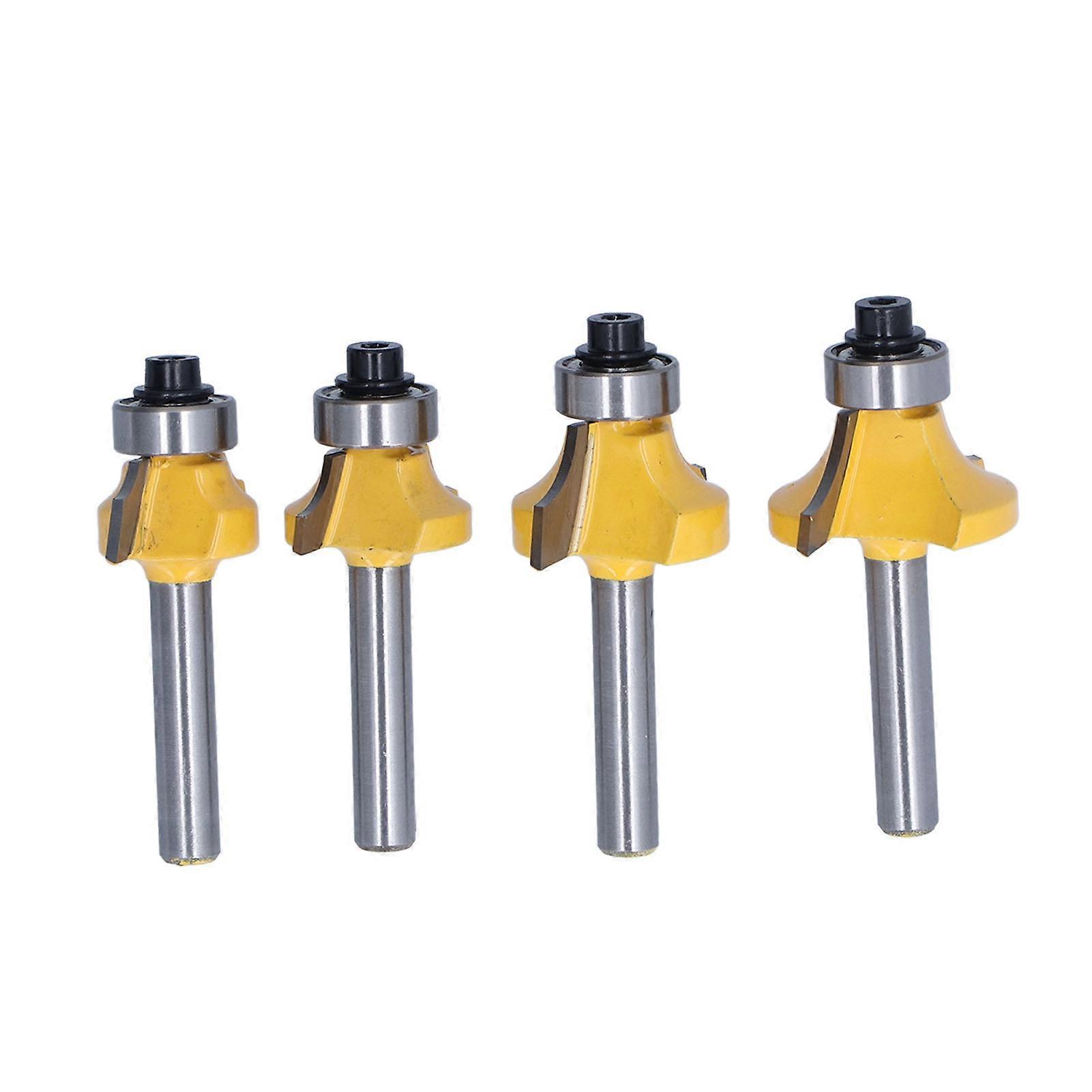 4Pcs Router Bit 1/4in Shank Round Over Flush Trim Tool Set Kit for DIY Woodworking