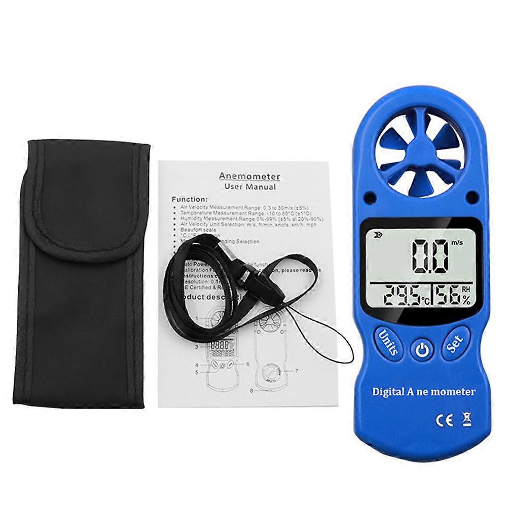 Handheld Anemometer Digital Wind Speed Meter Gauge 0.3~30m/s 14 to 122 Wind Temperature Meter