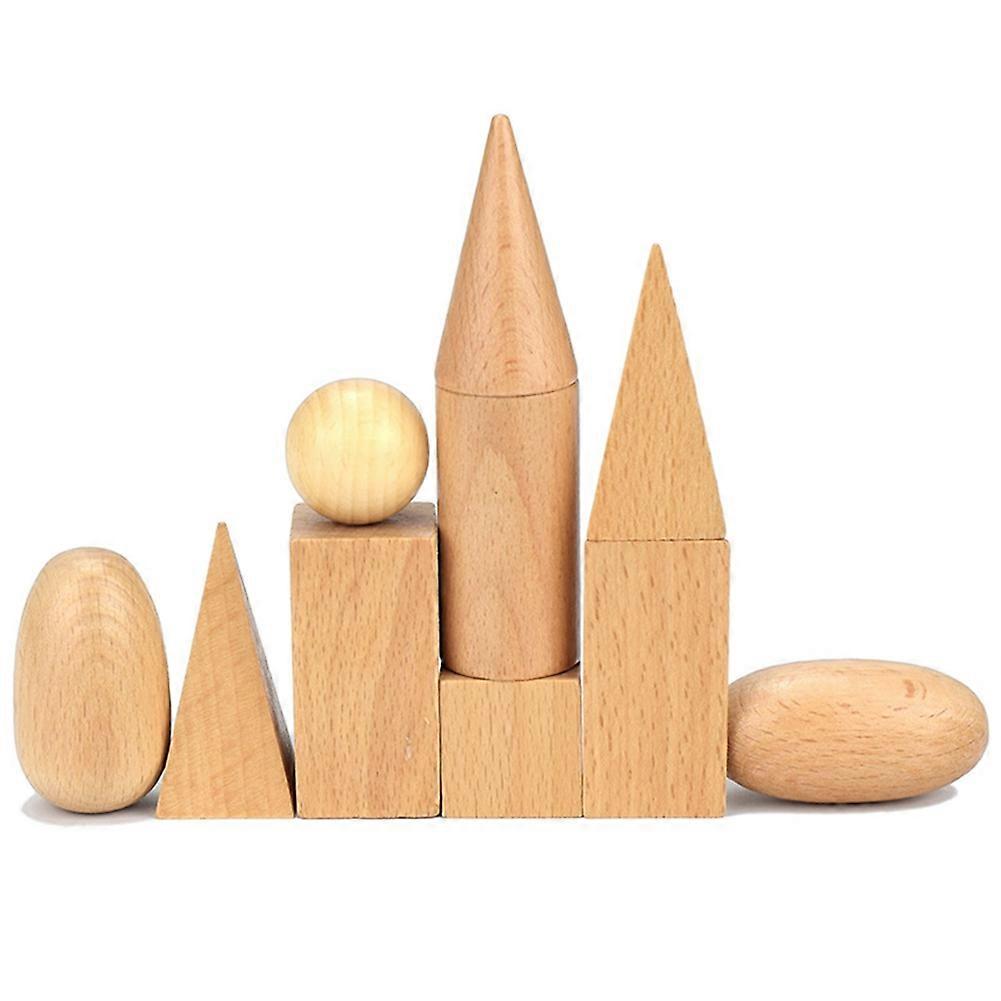 10Pcs/Set Wooden 3D Geometric Solids Learning Aids Kids Math Educational Toy KAESI