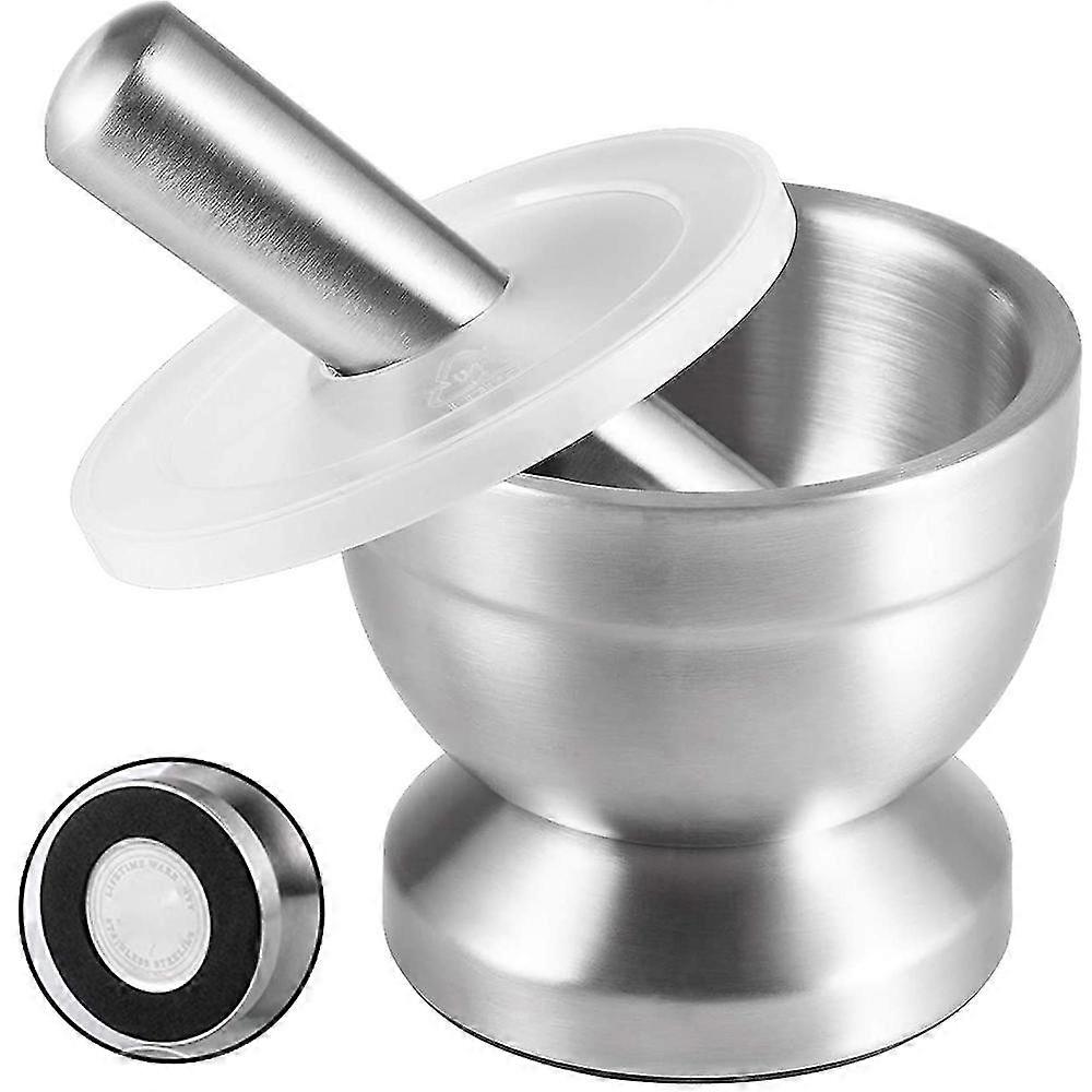 Rustfrit stål mørtel og støder med børste, krydderi kværn