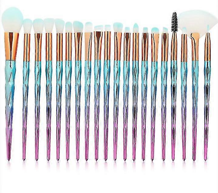20 Pack Professional Synthetic Foundation Makeup Brush Set(blue Powder)
