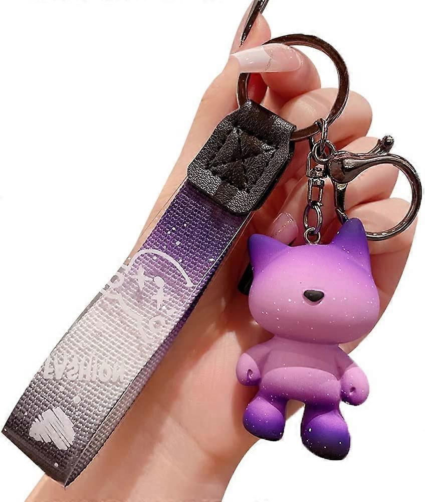 baicccf Hommes Femmes Créatif Mignon Charmant À La Mode Mystérieux Étoile Chat Kitty Design Pendentif Porte-clés Porte-clés Porte-clés Cadeau Pendentif Sac à main Tote Purs