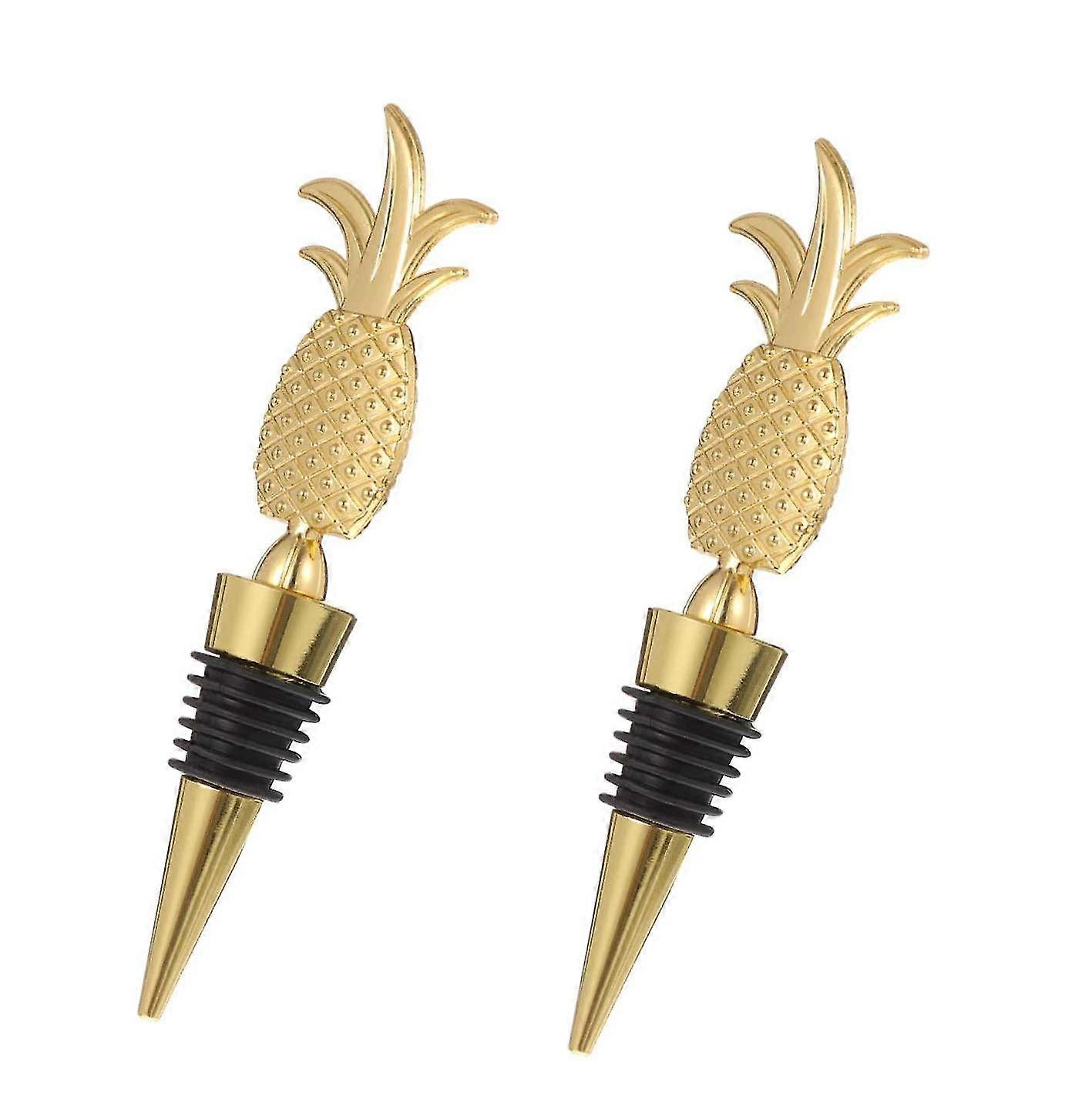 2 Pcs Wine Stopper Gold Pineapple Bottle Stopper Wine Bottle Stopper