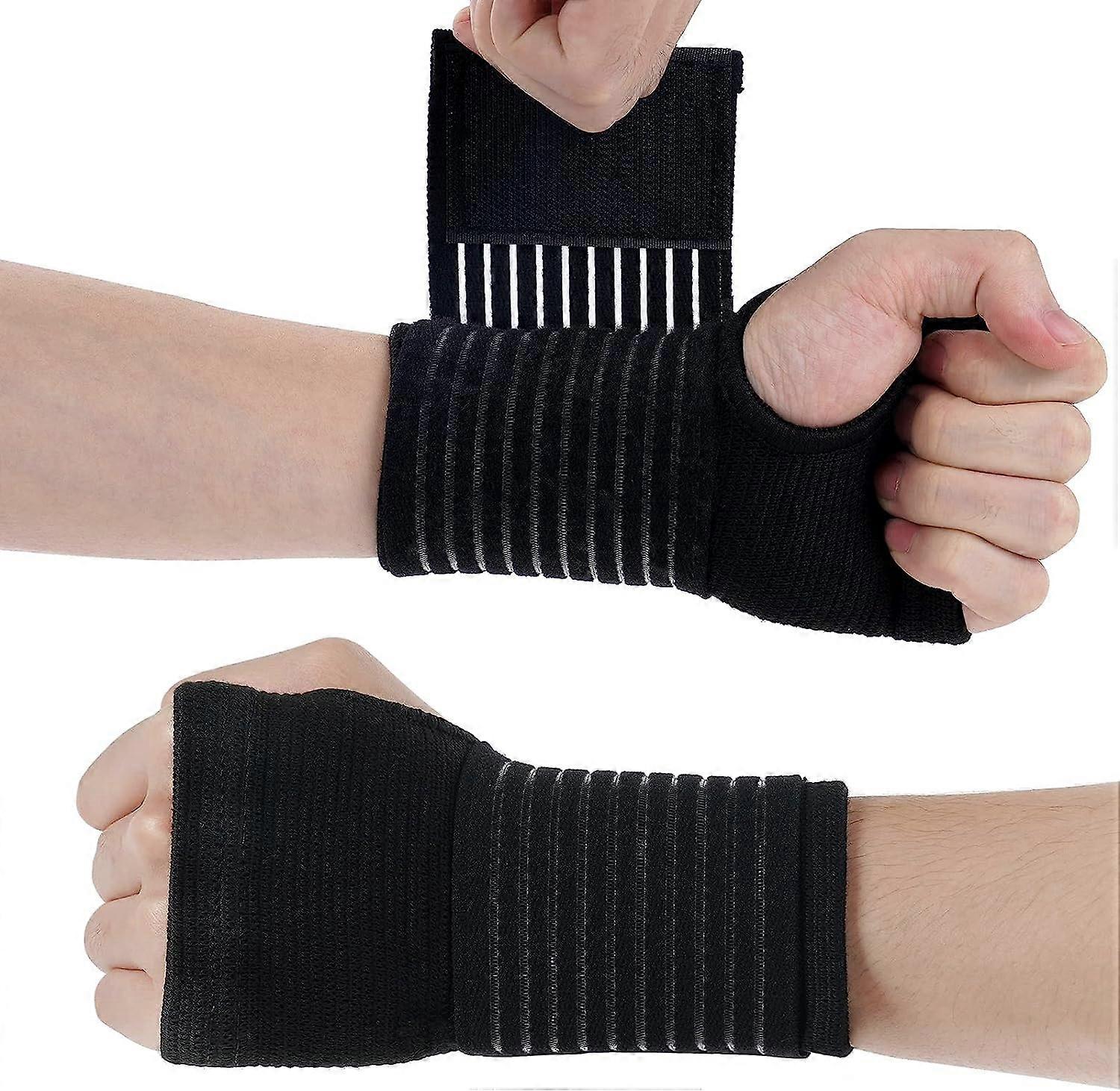 Elastic Wrist Brace, 1 Pair Breathable Wrist Splint, Wrist Splint for Arthritis, Tendinitis, Carpal Tunnel and Sprain, Women and Men (Black)