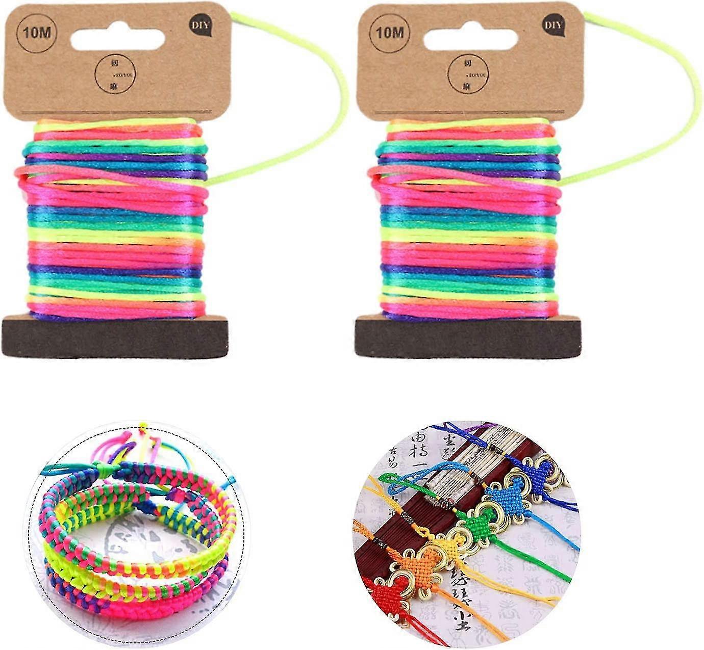 2 Rolls Elastic Cord Craft Cord Elastic Thread,multi-color Jewelry Making Beading Thread Cord (4-d-w)