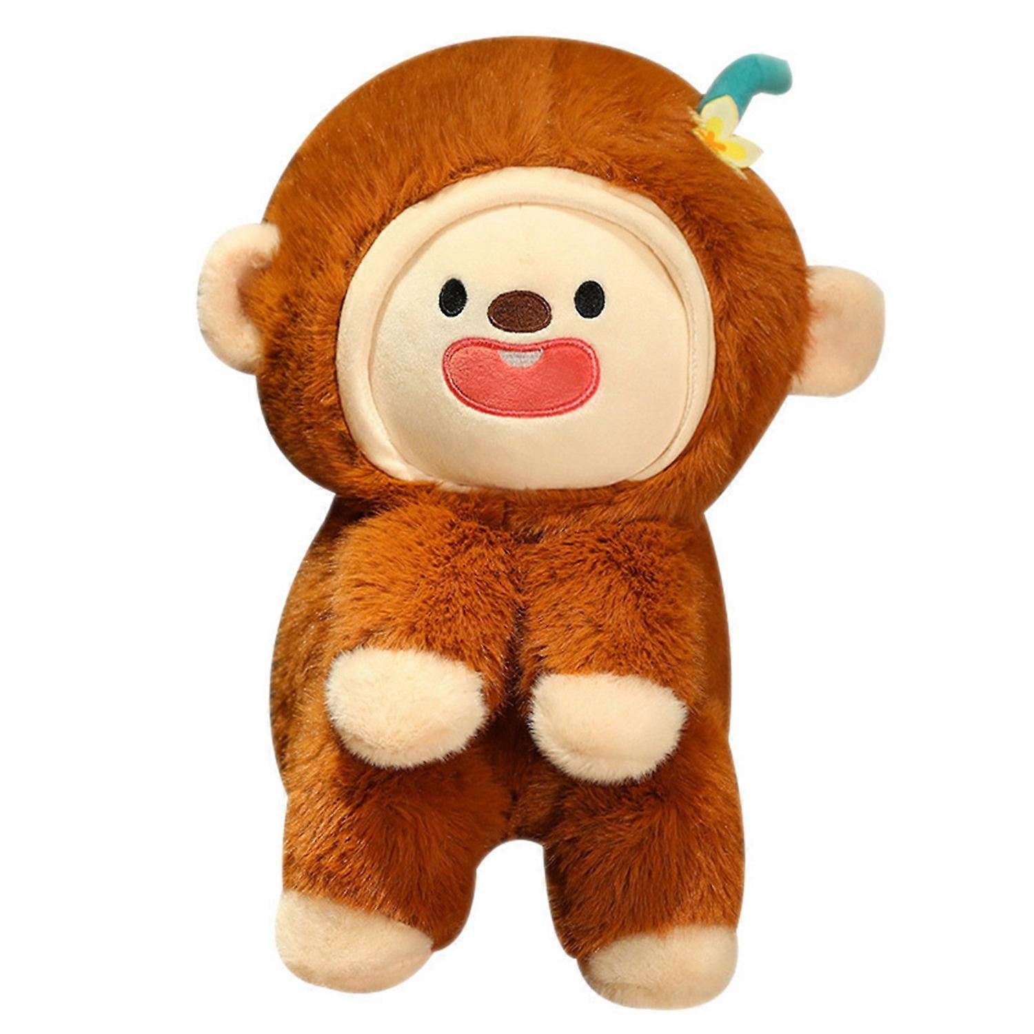 Monkey Plush Toy with Detachable Head Face Changing Cute Soft Fluffy PP Cotton Stuffed Animal