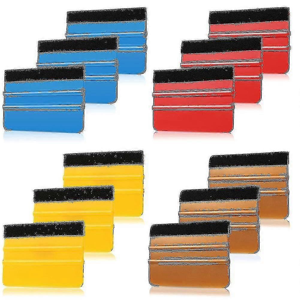 12 Pieces Plastic Felt Edge Squeegee Tool Vinyl Applicator Scraper