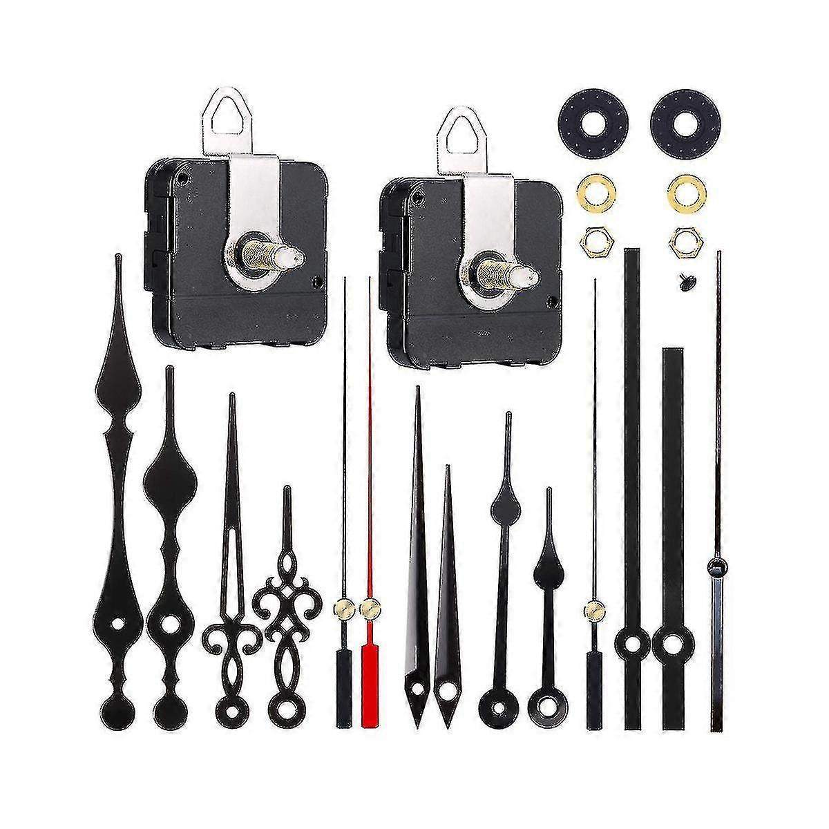 2 Pcs High Long Shaft Clock Movement Mechanism With 5 Different Pairs Of Clock Repair Parts Replace