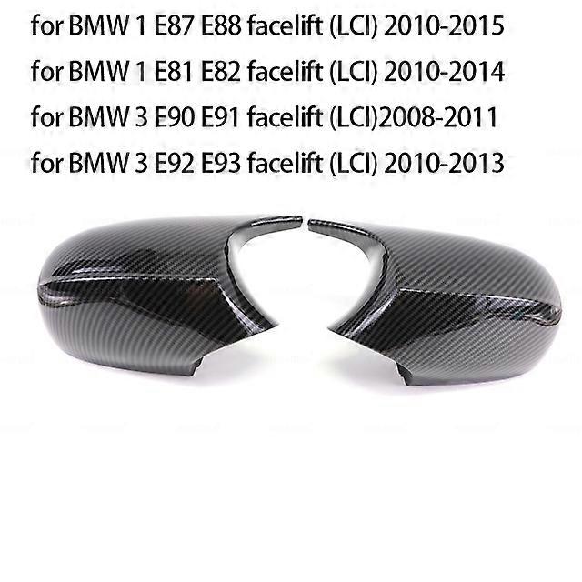 Carbon Fiber Pattern Black Side Mirror cover Caps for BMW E81 E82 E87 E88 E90 E91 E92 E93 M Look Car Accessories