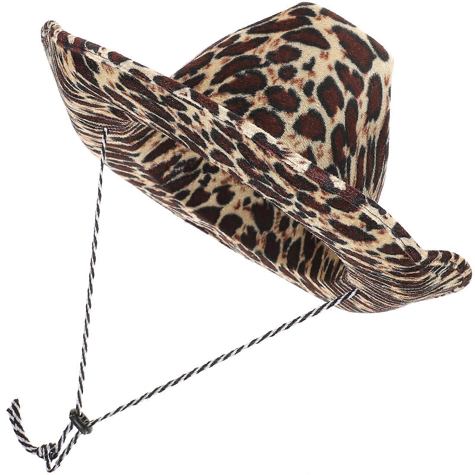 Leopard Pattern Cowboy Hat Stage Performance Hat Masquerade Hat Party Decor Hat