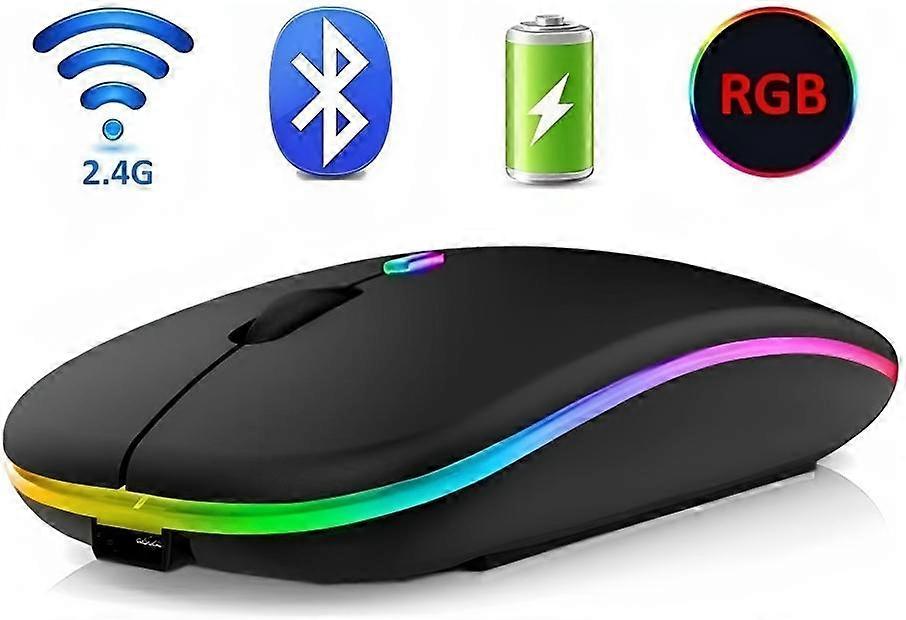 RGB LED Wireless Mouse Rechargeable Optical Slim Silent Mice USB For PC Laptop New for 2024 DG