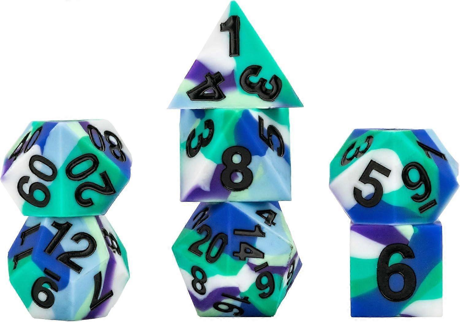 16mm Pride Sharp Edge Silicone Rubber Poly Dice Set - Gay Men Gaymers Pride FanRoll