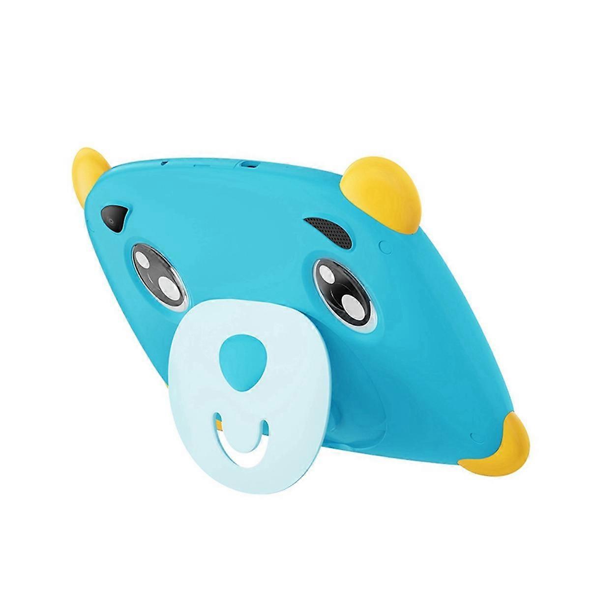 7-Inch Children'S Tablet WiFI Version IPS Screen Dual Card Explosion-Proof Screen Four Corners Anti-Fall Blue EU PLUG