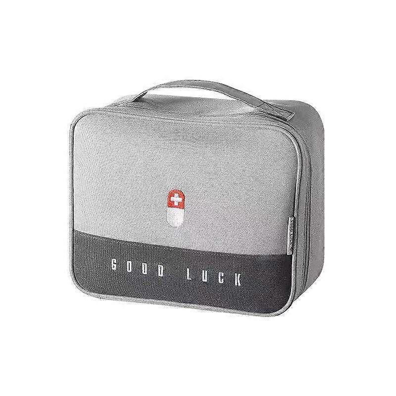 Zippered First Aid Kit Medicine Storage Bag Emergency Empty Bag Gray