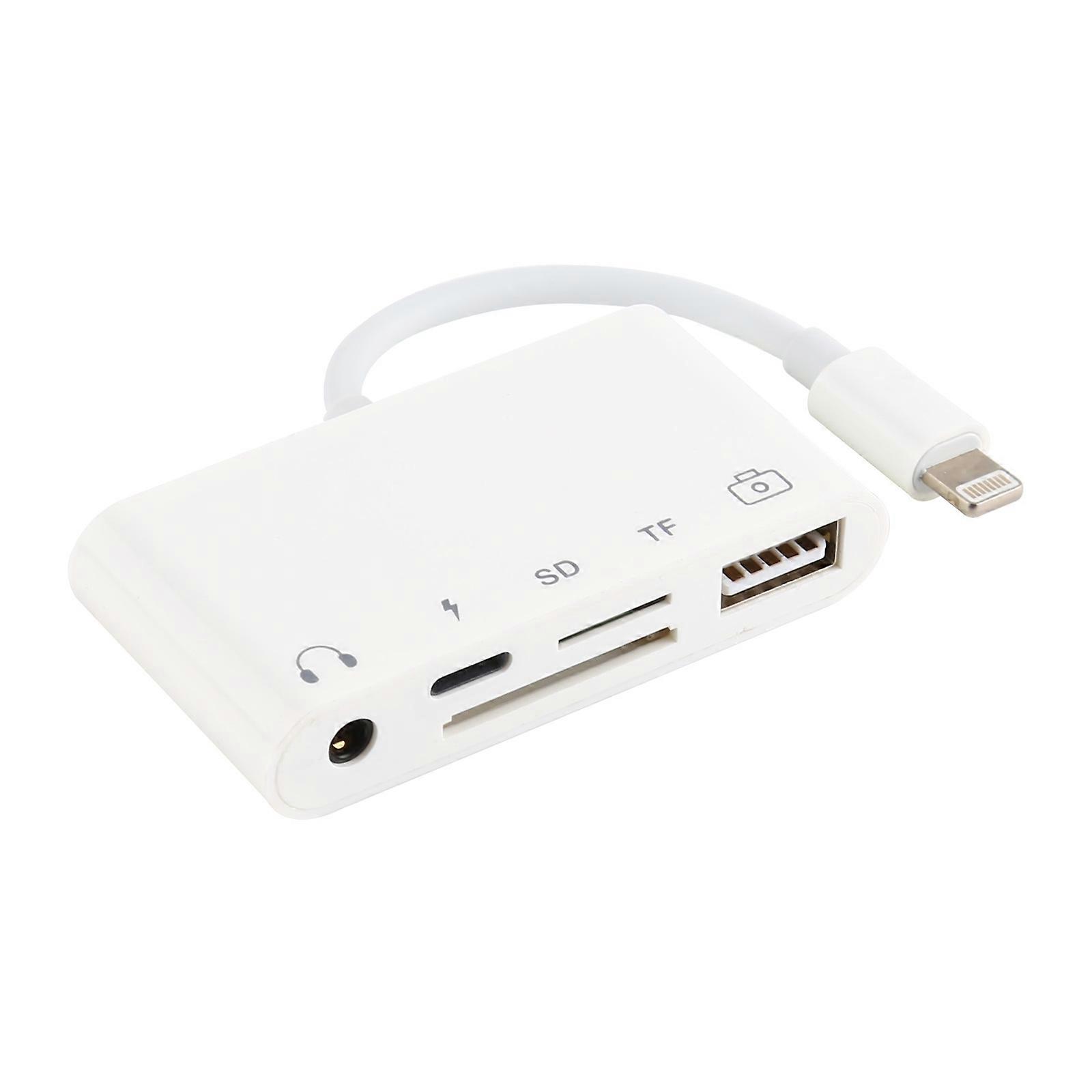 8 Pin to USB HUB + Type-C + 3.5mm + SD + TF Card Reader