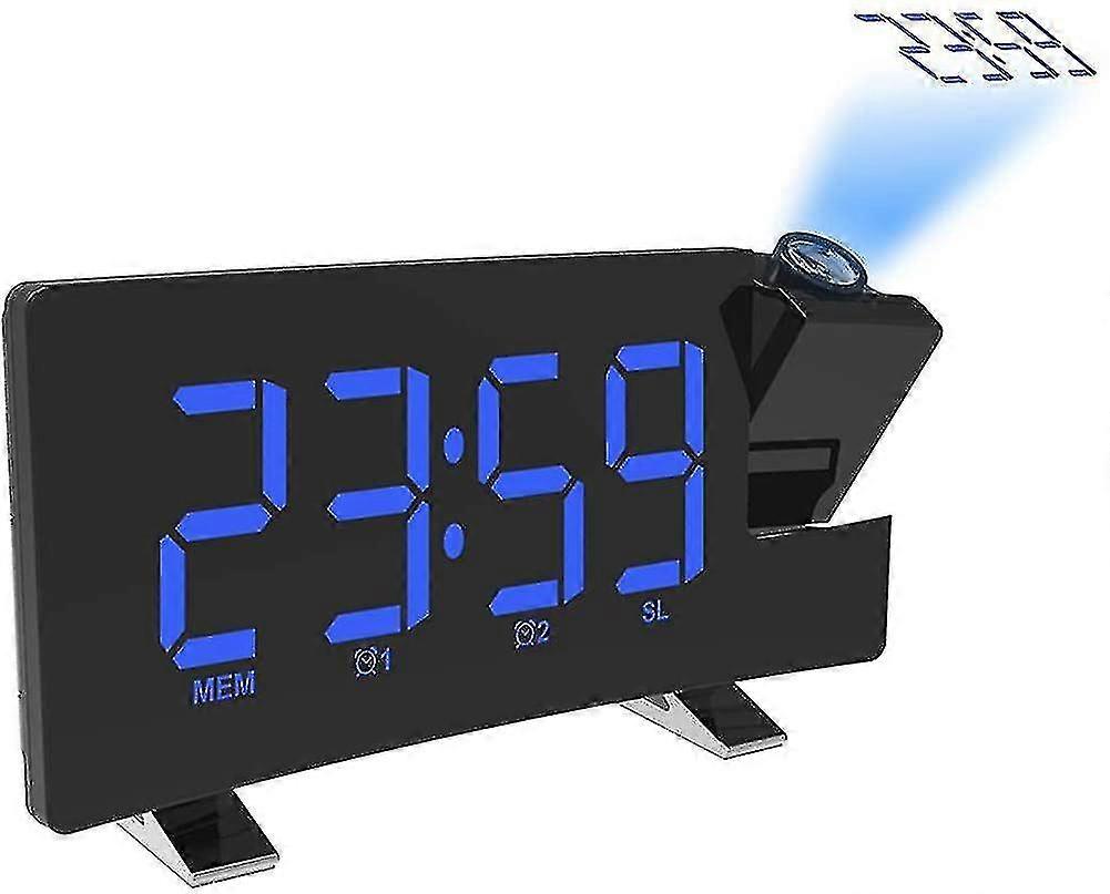 Projection Ceiling Wall Clock Digital Projector Radio Alarm Clock Fm R