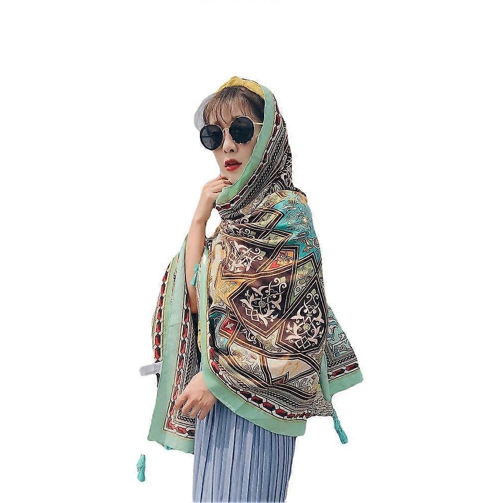 Ethnic Style Scarf Sun Proof Wrap Large Shawl Summer Beach Cover for Lady