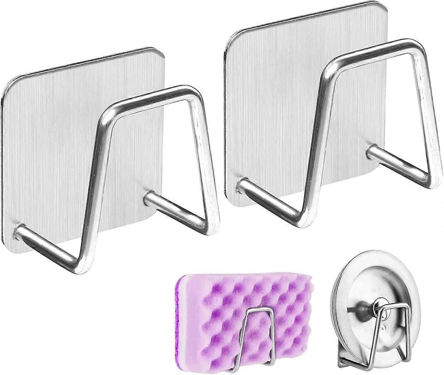 2Pack Sponge Holder for Kitchen Sink, Strong Adhesive Small Sponge Holder Rustproof & Waterproof
