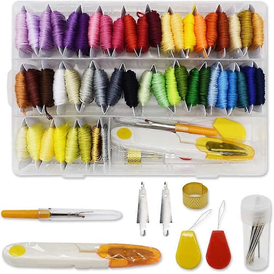 Embroidery Floss Cross Stitch Cotton Threads Bracelet String with Organizer Storage Cross Stitch Tools Embroidery Kit for Beginners Cross Stitch/Frien