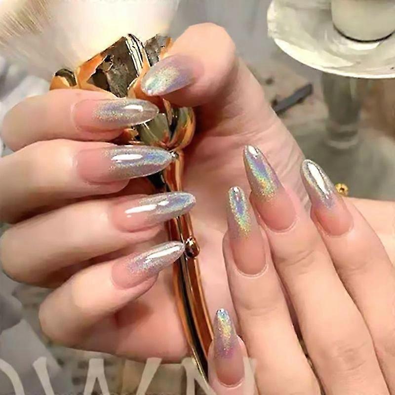 Silver Gradient Wearable Finished Nail Patch Fake Nails Waterproof And Removable