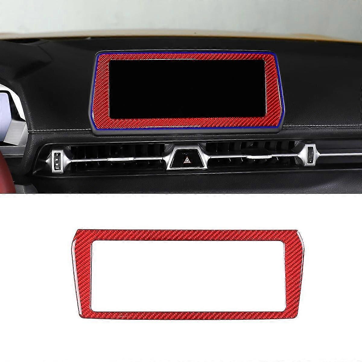 Red Carbon Fiber Stickers For Toyota Gr Supra A90 19-22 Center Console Control Panel Navigation Frame Stickers Car Accessrories