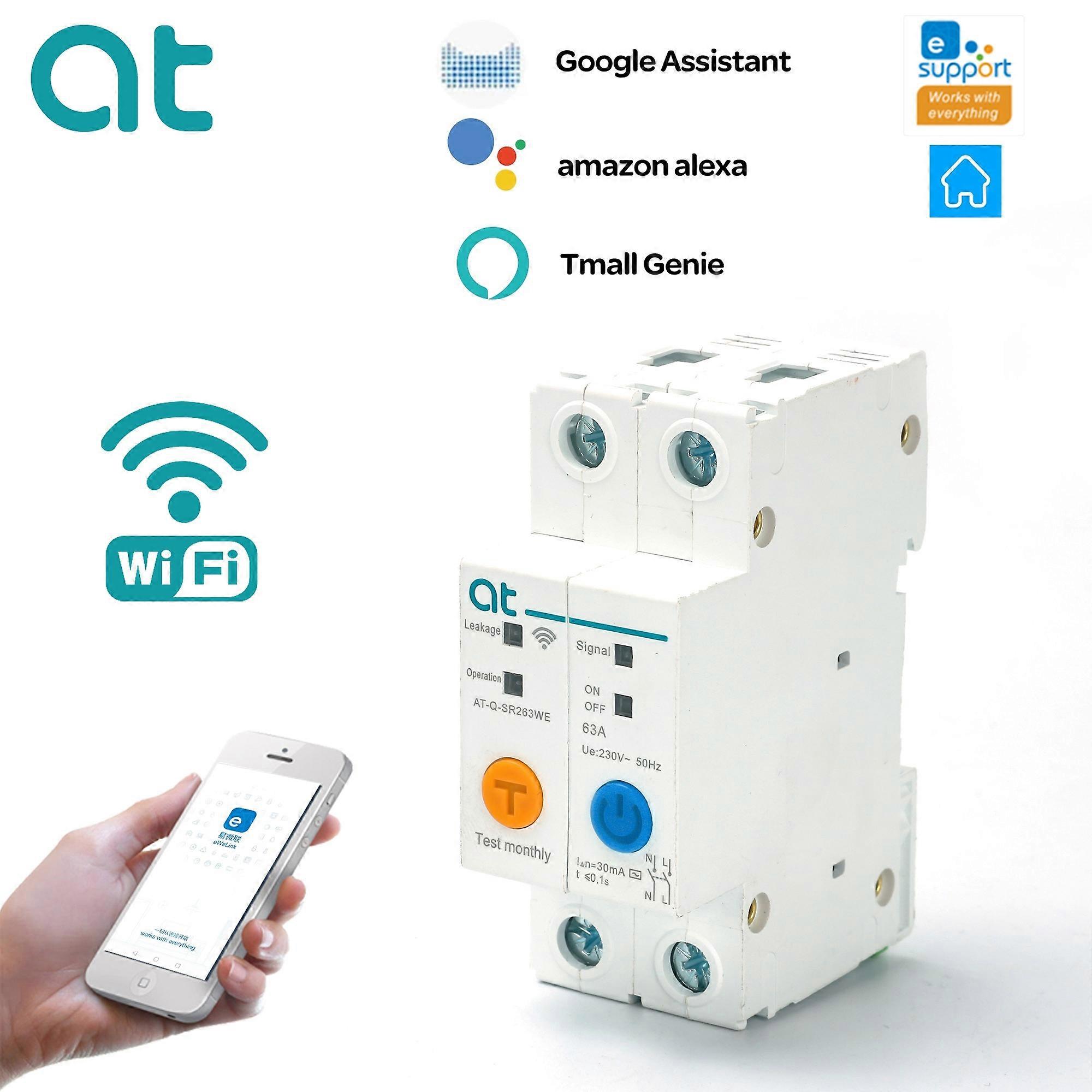 WIFI Circuit Breaker Smart Switch Remote Control by Ewelink APP for Smart Home 63A with Leakage Protection