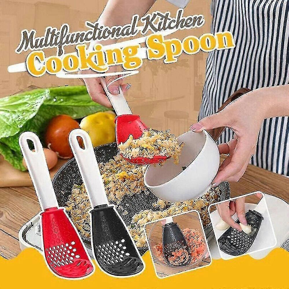 Multifunctional Kitchen Cooking Spoon Garlic Press Colander Spoon