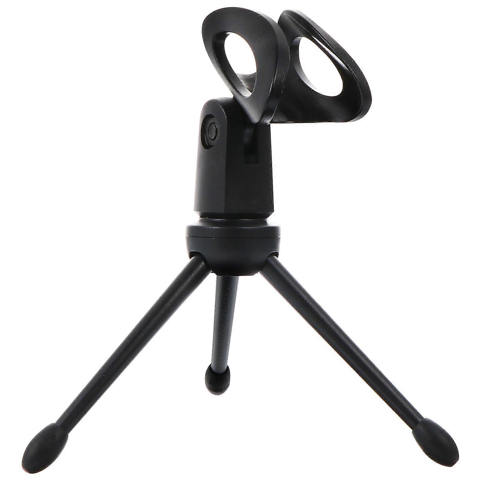1 Set 2Pcs Plastic Microphone Tripods Practical Mic Table Stands Black