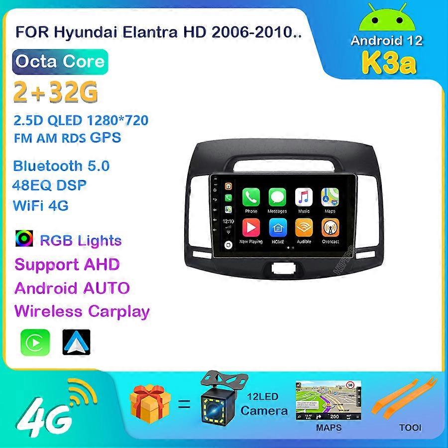 IPS Quad/Octa core Android 12 9 inch Car Radio GPS Navigation For Hyundai Elantra 2007 2008 2009 2010 2011 Multimedia Player