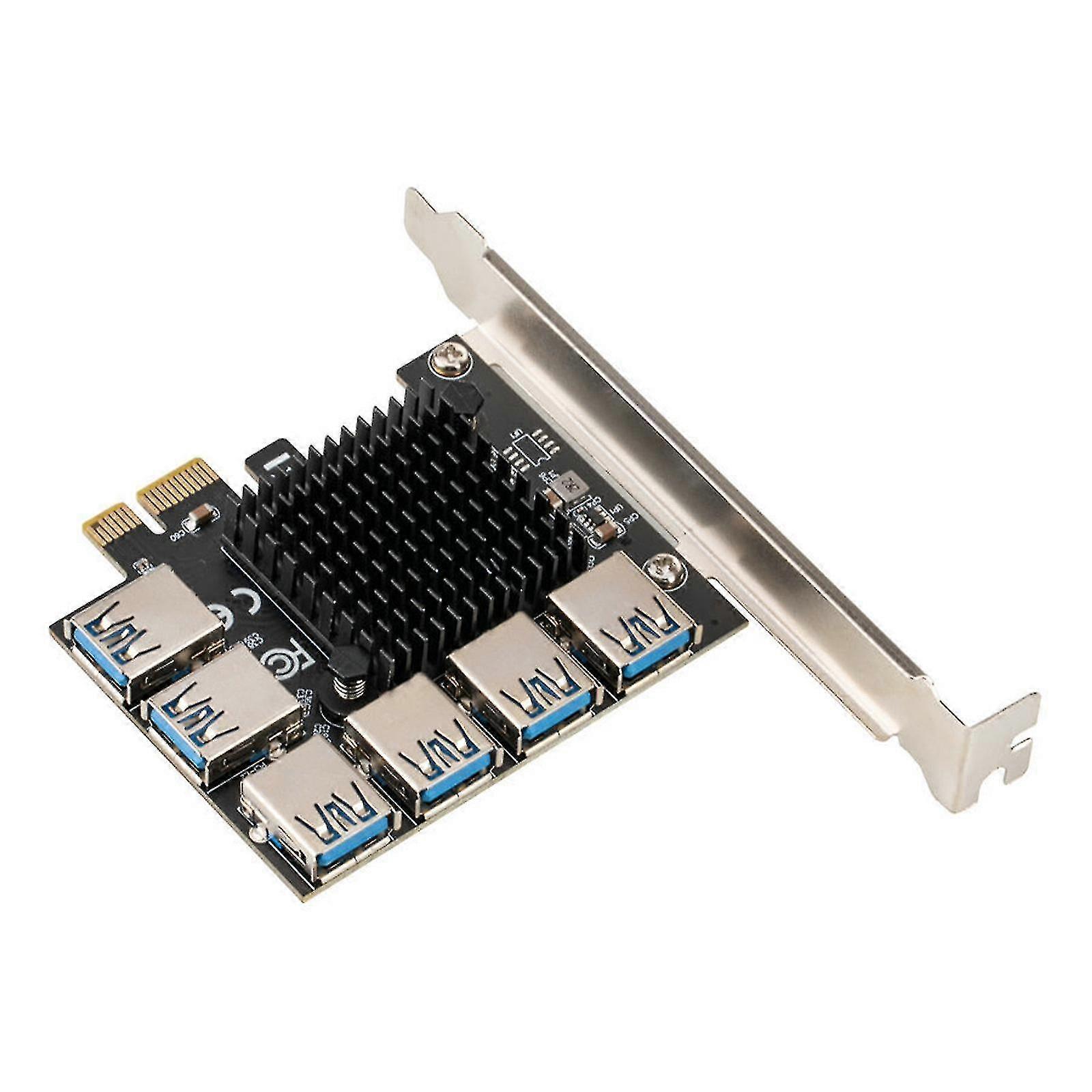 Pci-Express 1x إلى 16x 1 إلى 6 Usb 3.0 بطاقة التعدين الناهض Pci-e مطلية بالذهب المنافذ