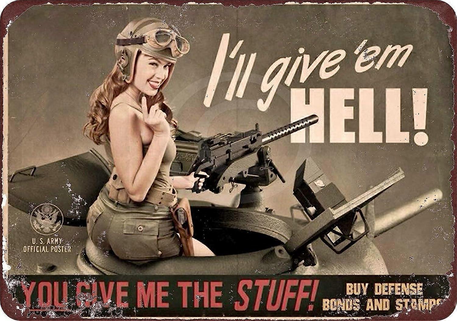 Vintage Mulheres Exército dos EUA Reprodução de Metal Sinal de Lata Sinal de Lata 7.8X11.8 POLEGADAS