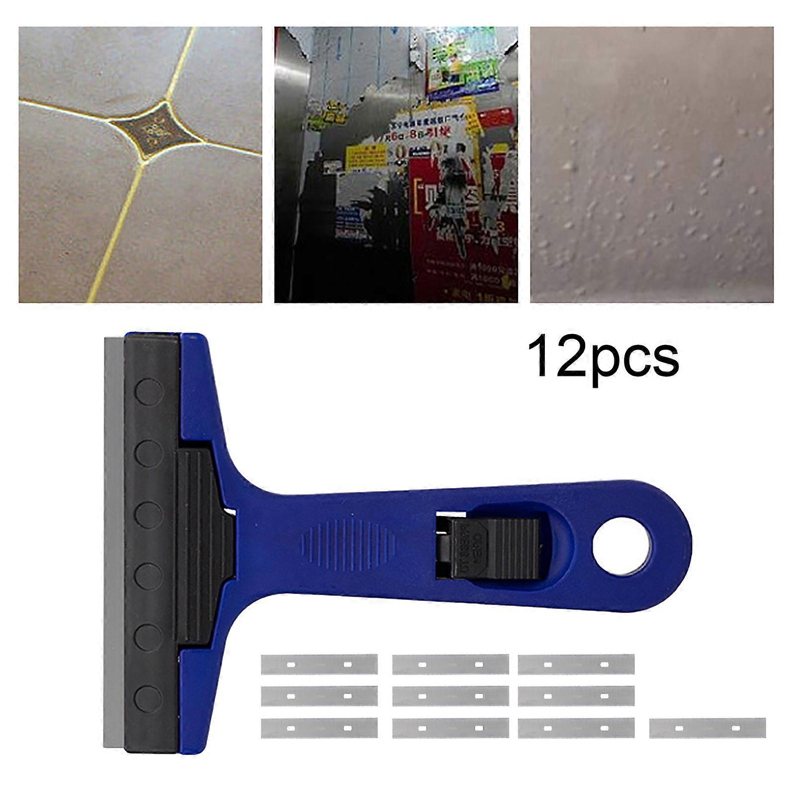 12Pcs Portable Razor Scraper Hanging Hole Wear-resistant Hand Tools Compact Plastic Clean Scraper for Glue Removing Mengxi