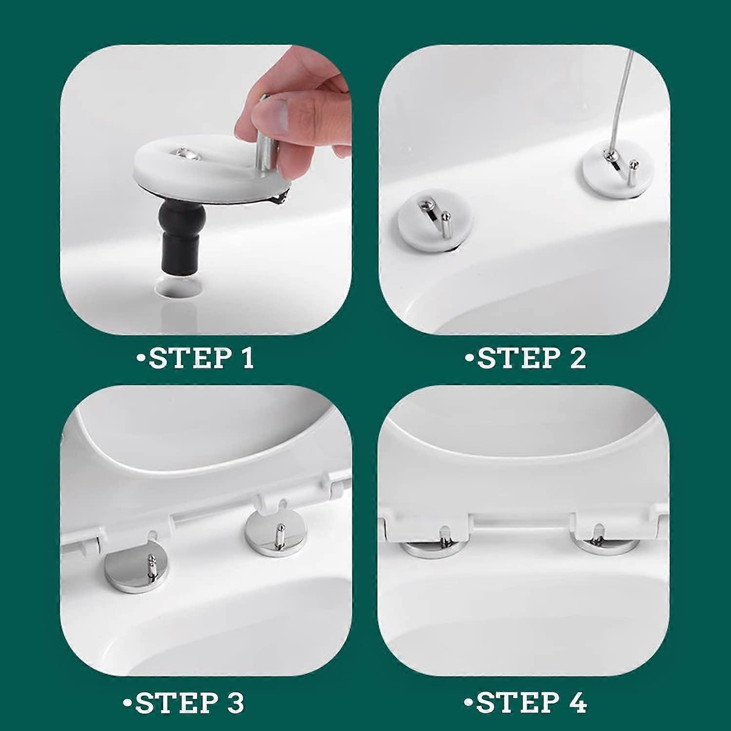URPIZY Toilettensitzhalterung Mit Schnellverschluss – 2 Stück, Universell Für WC-Blindlöcher, Silber (Edelstahl & Kunststoff)