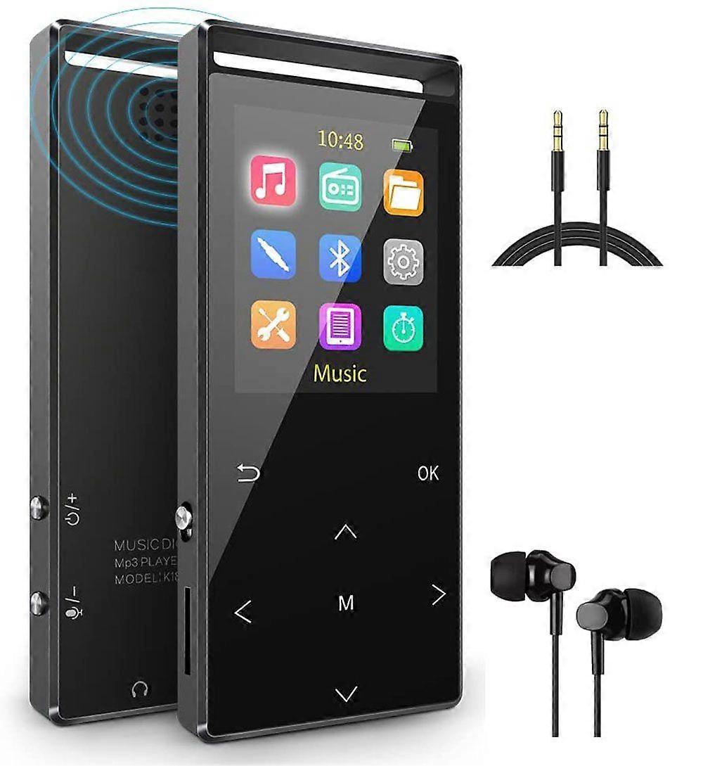 Lettore MP3 da 16 GB, lettore MP3 MUSRUN con tasca per braccio Bluetooth, HiFi, registrazione AUX, timer di spegnimento, FM, registrazione FM, nero...
