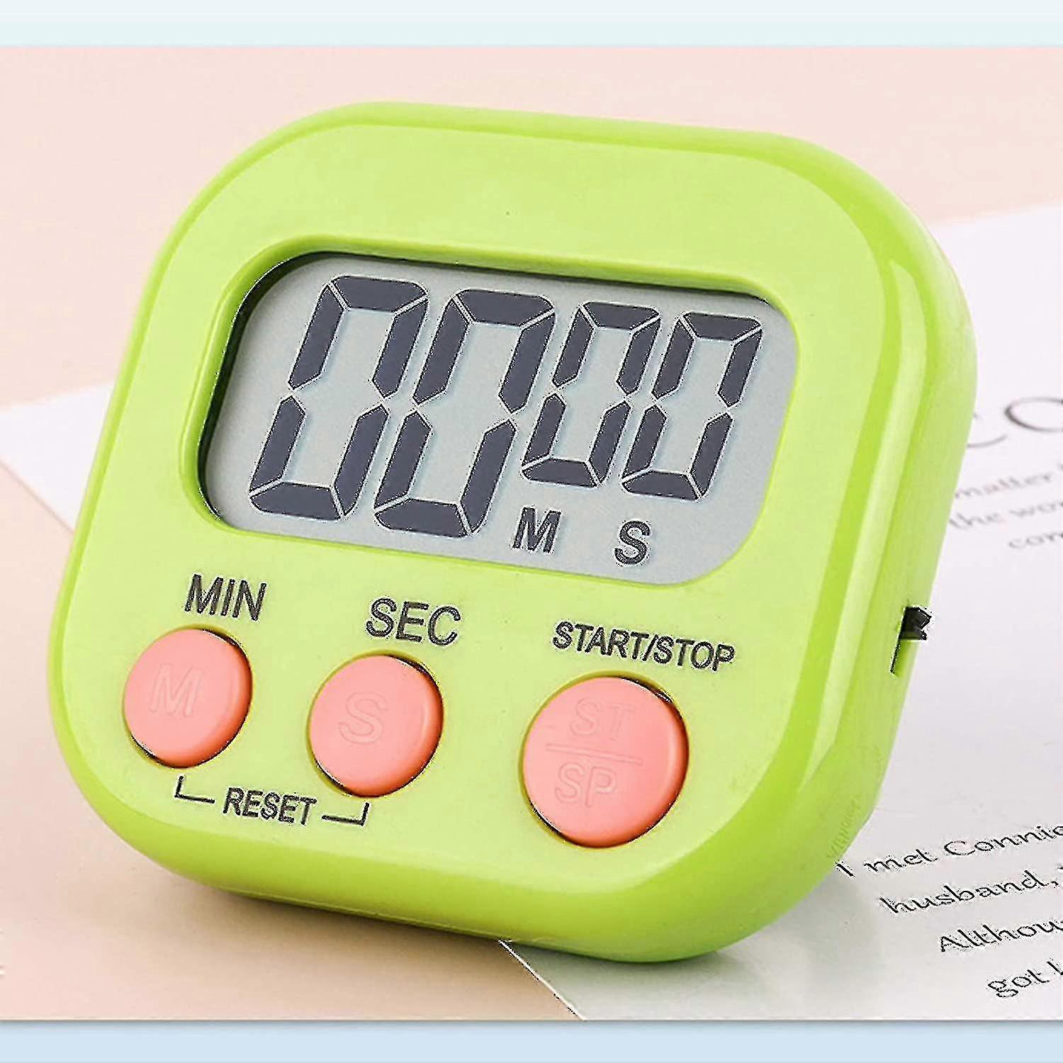 Yaju Kitchen Timer Digital Cooking Timer Magnetic Timers For Cooking Large Lcd Screen Loud Alarm Retractable Stand And Hook And Magnetic Backing (gre