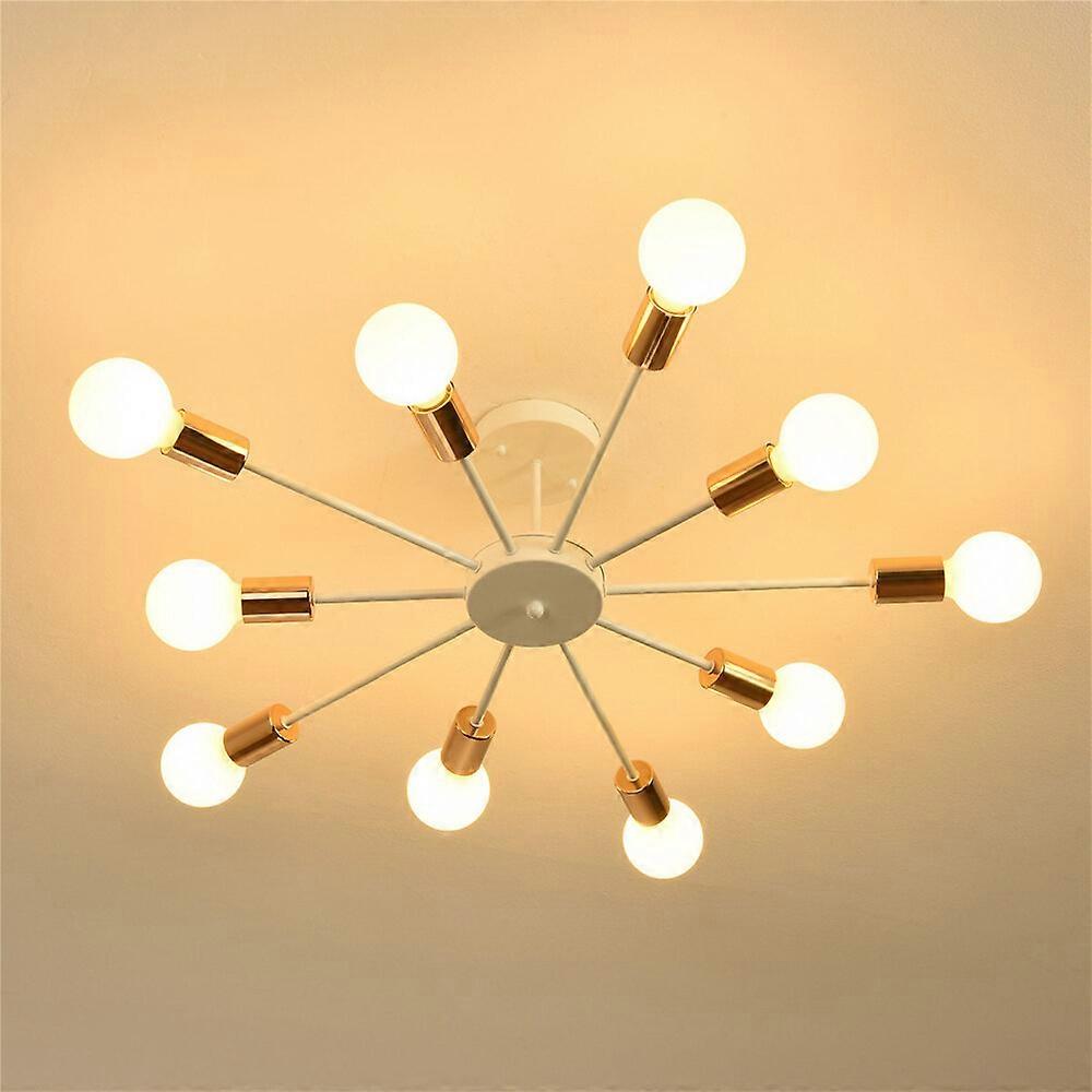 10-lights Modern Sputnik Chandelier Bronze Flush Mount Ceiling Light Rustic Chan