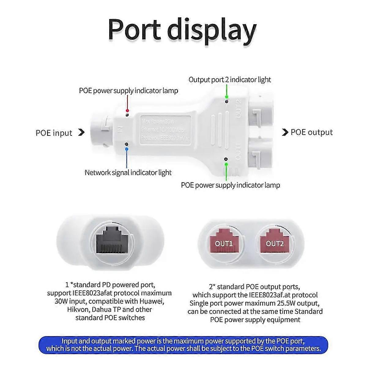 100m 1 In 2 Out Waterproof Poe Extender/repeater Outdoor 30w High Power Plugplay For Poe Switch Nvr Ip Camera Ap