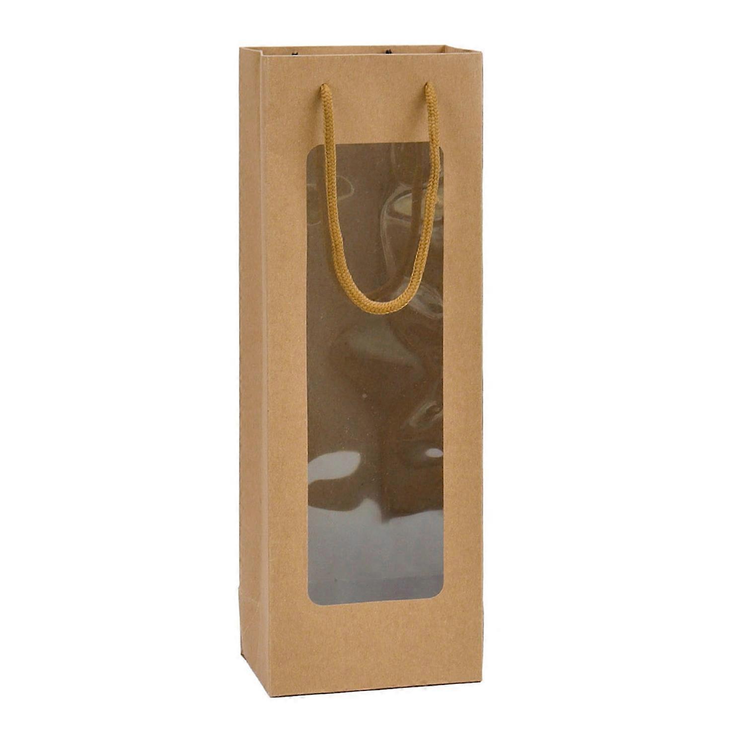 Red Wine Storage Bag Thick Paper Reinforced Bottom Transparent Window Design Wedding Party Reusable