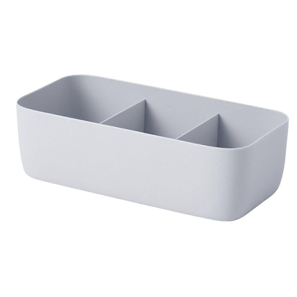 Grey Three Cell Socks Storage Box Stacklable Plastic Underwears Organizer for Home Bedroom