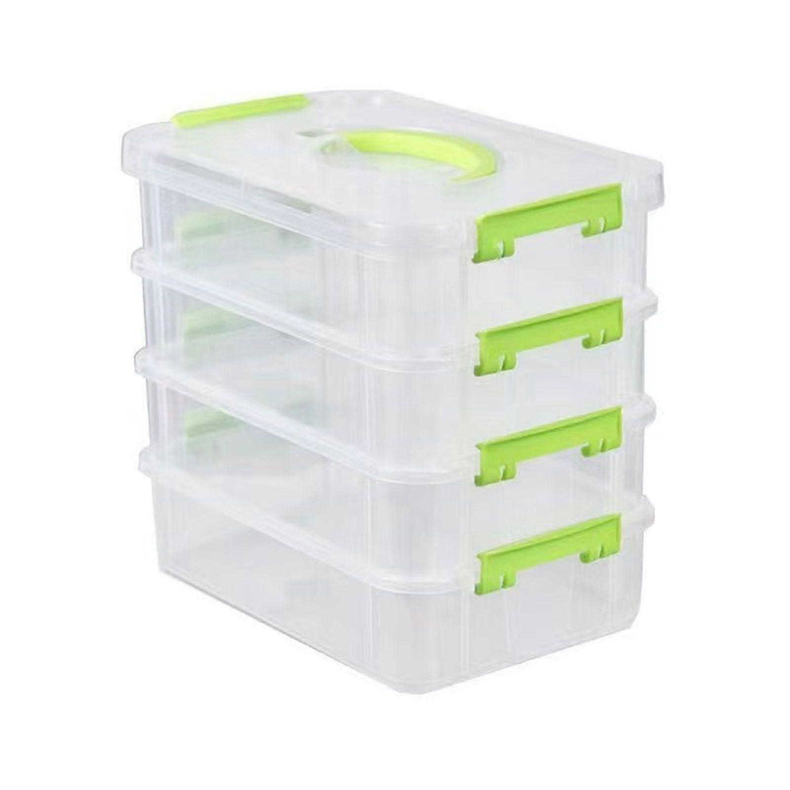 Transparent 4-Layer Storage Container with Handle Large Capacity Multipurpose Crafts Supplies Sewing Utility Storage Bin Storage Organizer