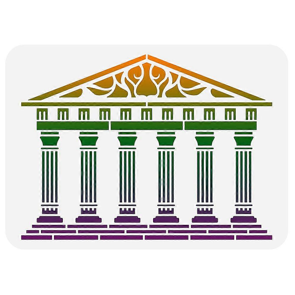 1pc Greek Temple Stencil 11.7x8.3 inch Reusable Ancient Architecture Stencil Hollow Out 6 Stone Pillars Building Drawing Stencil DIY Craft Template fo