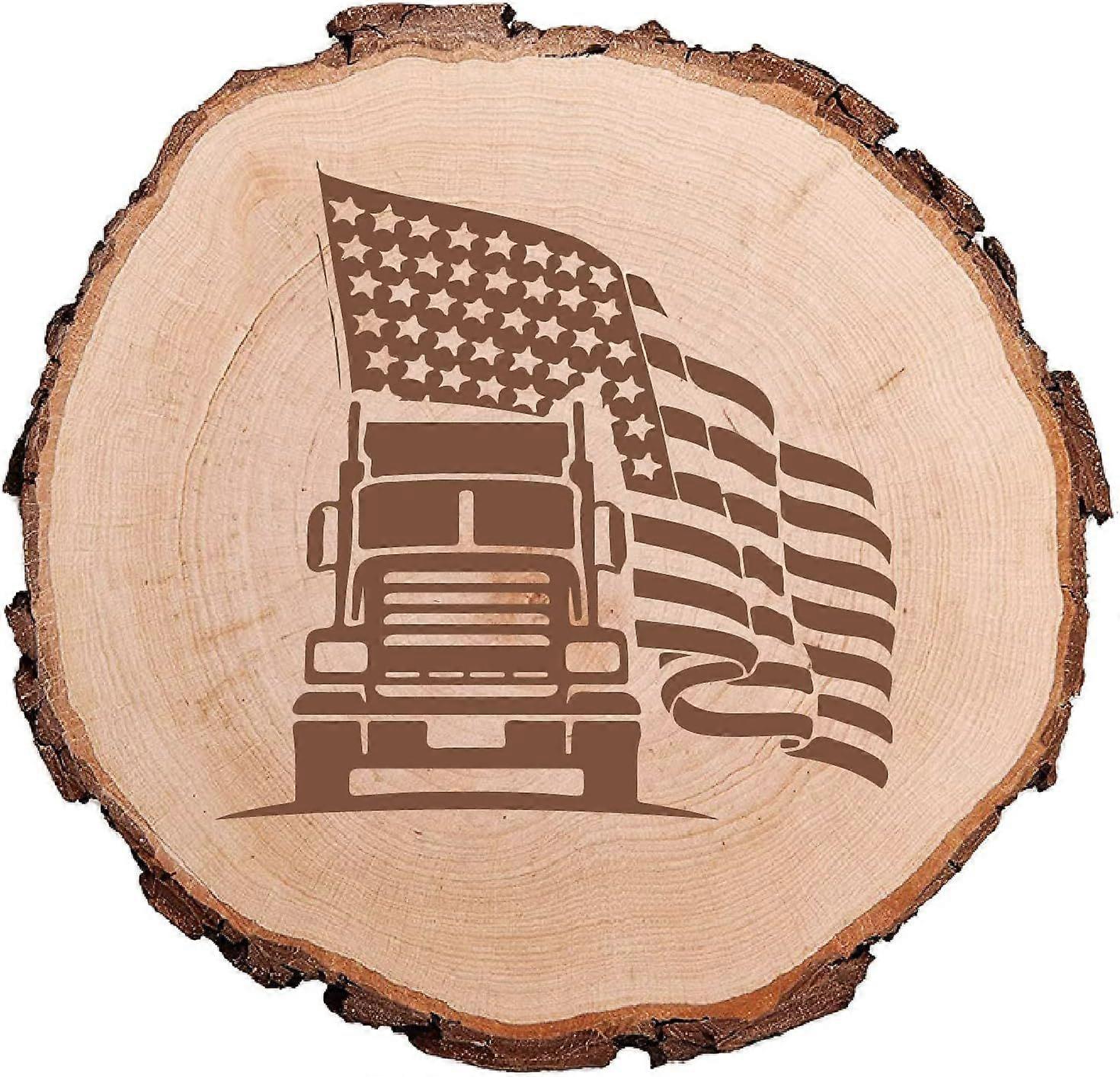 American Flag Cars Natural Round Wood Slices Undrilled Rustic Wooden Centrepiece Circles Discs Rustic Tree Trunk Discs for USA Independence Day Art Cr