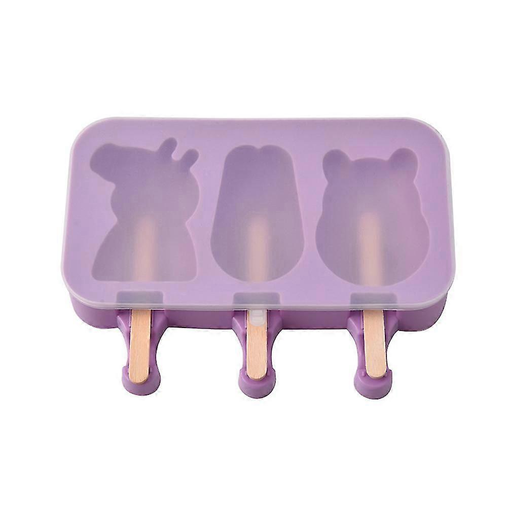 2 Pa Silicone Popsicle Molds With Lid 3 Cavities emade Ice Pop Molds With 100 Wooden Stis For Diy Ice Popsicle Ice Cream Bar Mold,6527