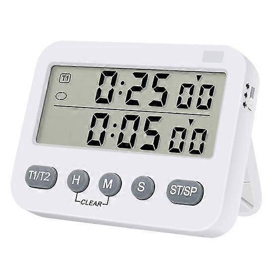 Dual Digital Timer Convenient Battery Powered Timer Memory Function Time Management Tool for Home Kitchen Sturdy