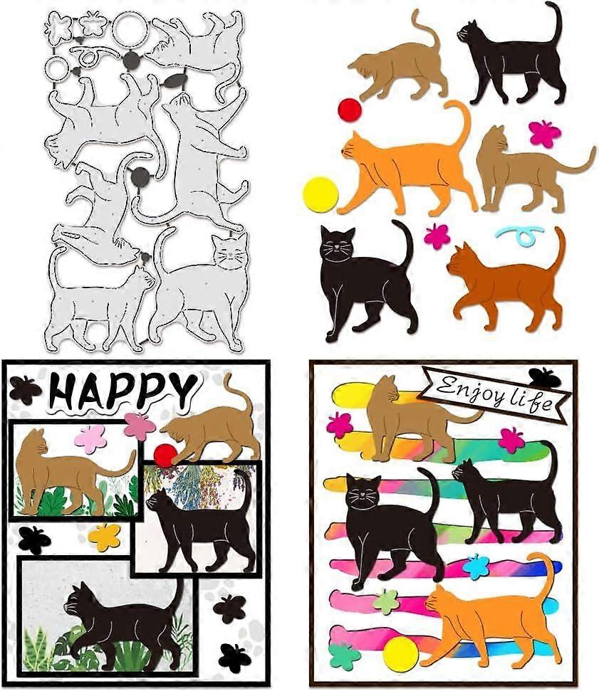 Cats Metal Cut Die Animals Theme Pattern Embossing Stencils Template for Making Photo Decorative Paper Scrapbooking 0.08cm Thick