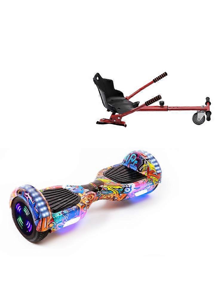 6.5 Inch Hoverboard With Standard Hoverkart, Regular Hiphop Orange Junior, Standard Range And Red Ergonomic Seat, Smart Balance