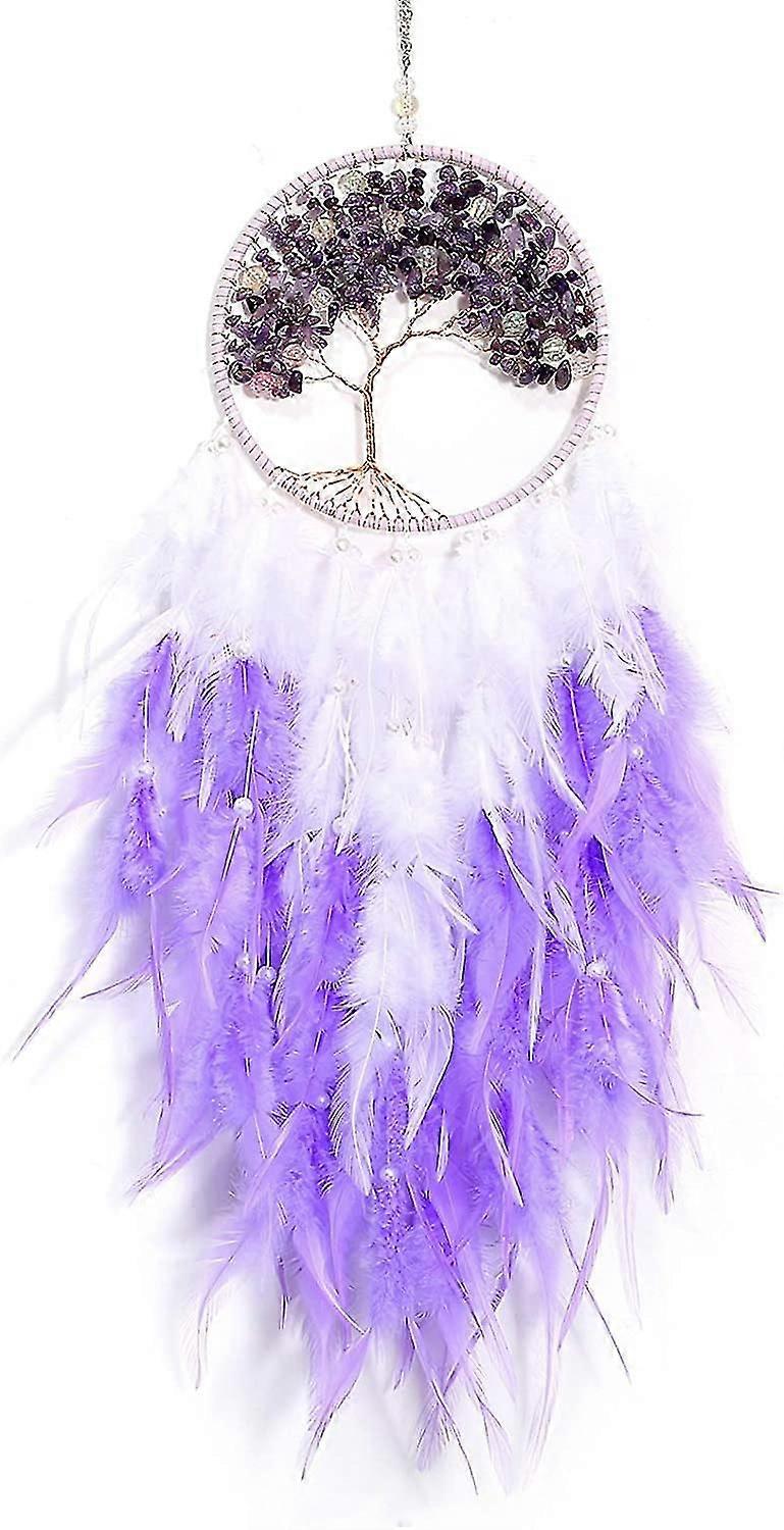 Dream Catcher, Large Handmade Feather Movable Wall Decor For Bedroom Decorations Home Decor, Purple