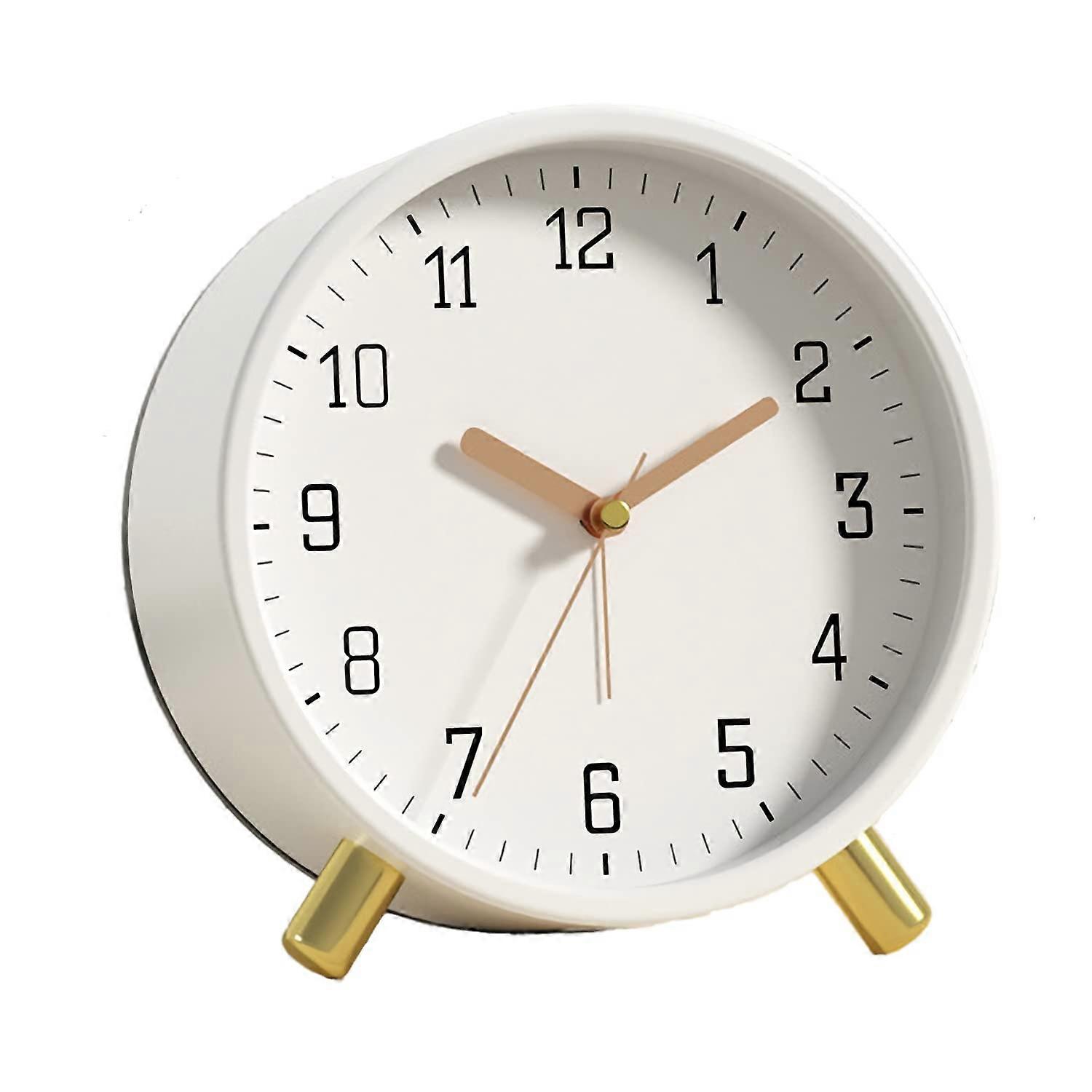 Analog Alarm Clock with Backlight, 4.5-inch Silent Non-Ticking, Battery Operated Table Clock for Bedroom/Living Room ( )